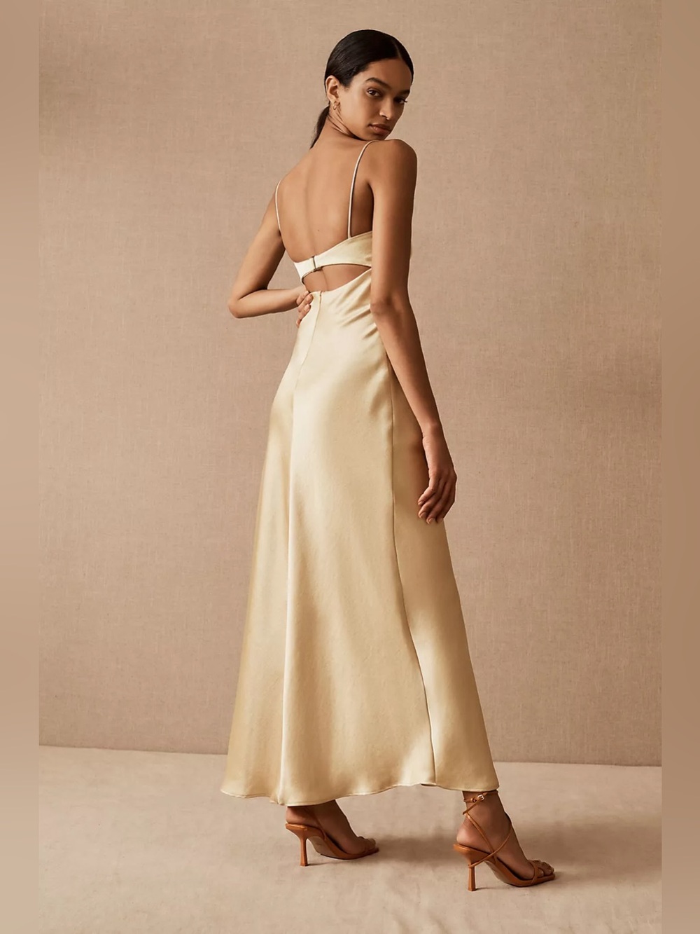 New! Bec & Bridge Satin Cutout Maxi Dress in Champagne Golden Yellow 💛 sz 2 NWT! - Picture 4 of 16